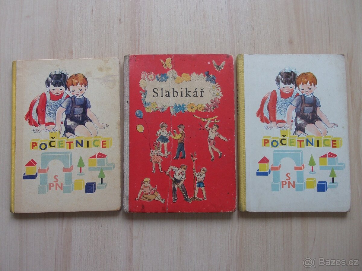 2x STARÁ POČETNICE r. 1962 a 63, SLABIKÁŘ r. 1962