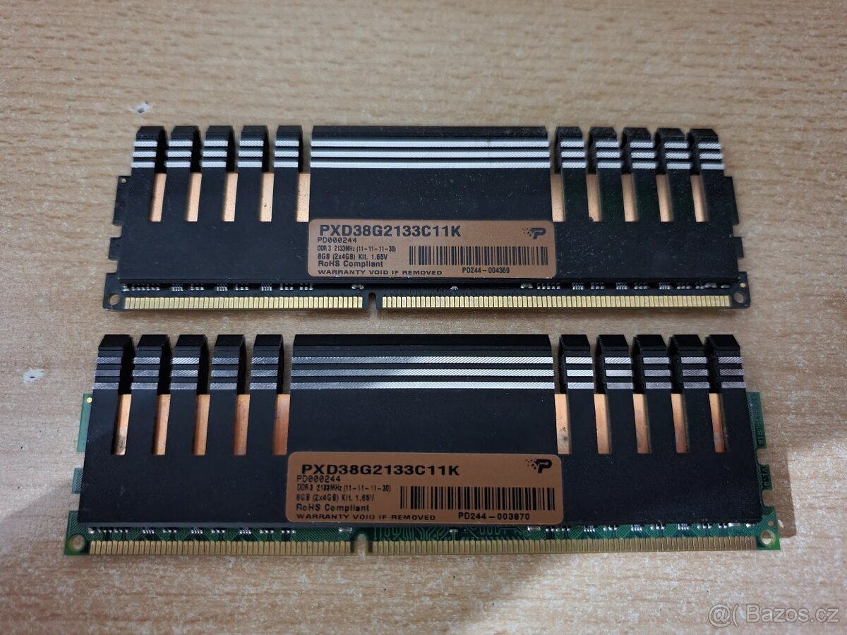 2x4gb ddr3 do PC 2133mhz. Obě : 300kč.