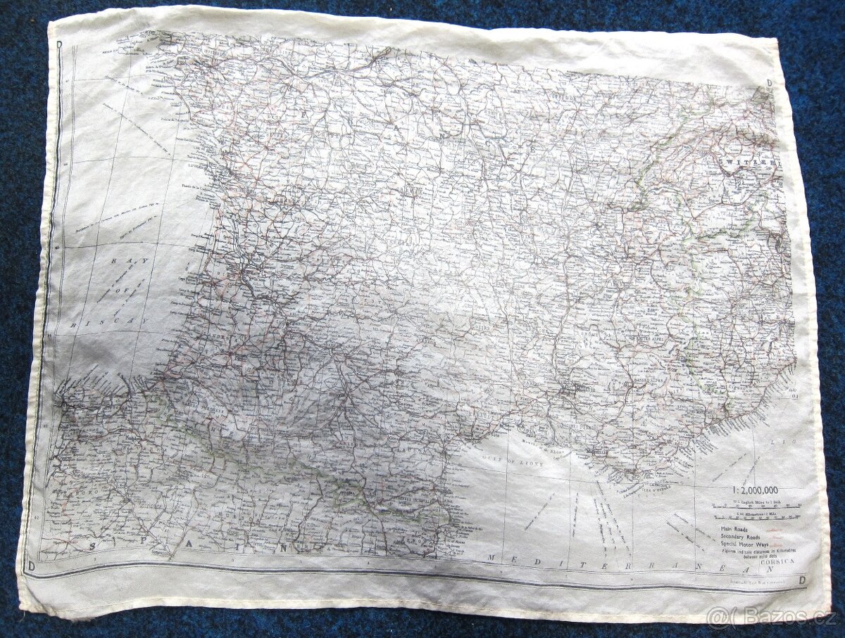 Útěková mapa pilotů RAF a USAAF - II.světová válka