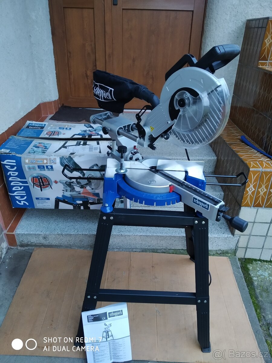 Prodám VELKOU NEPOUŽITOU pokosovou pilu s posuvem Scheppach
