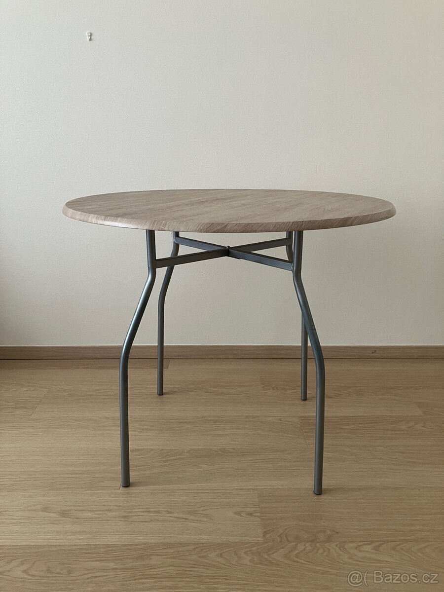 Kulatý jídelní stůl Thyholm, průměr 90 cm, kov/dub