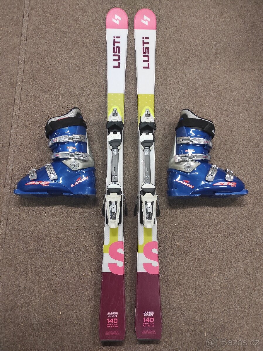 Dětské sjezdové lyže Lusti 140 cm + boty Lange Race