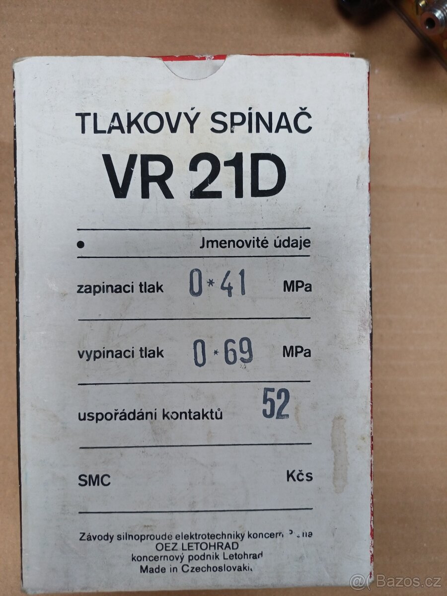 TLAKOVÝ SPÍNAČ FUNGL NOVÝ VR 21D