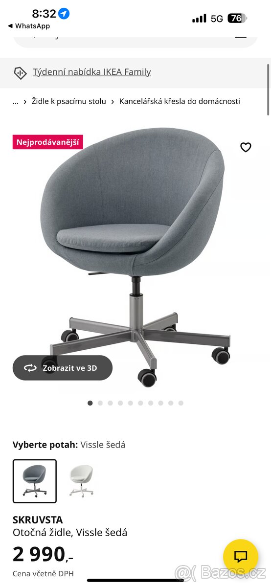 Otočná židle ikea