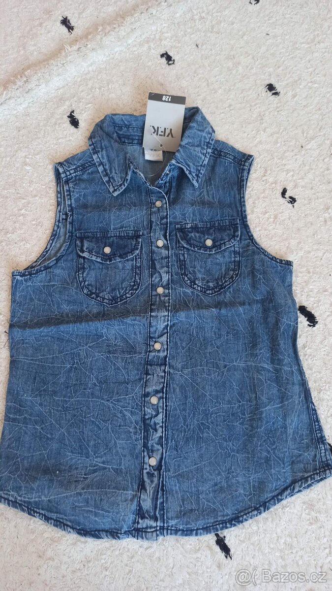 Dívčí letní plátěná halenka - vel. 128 - nová s visačkou