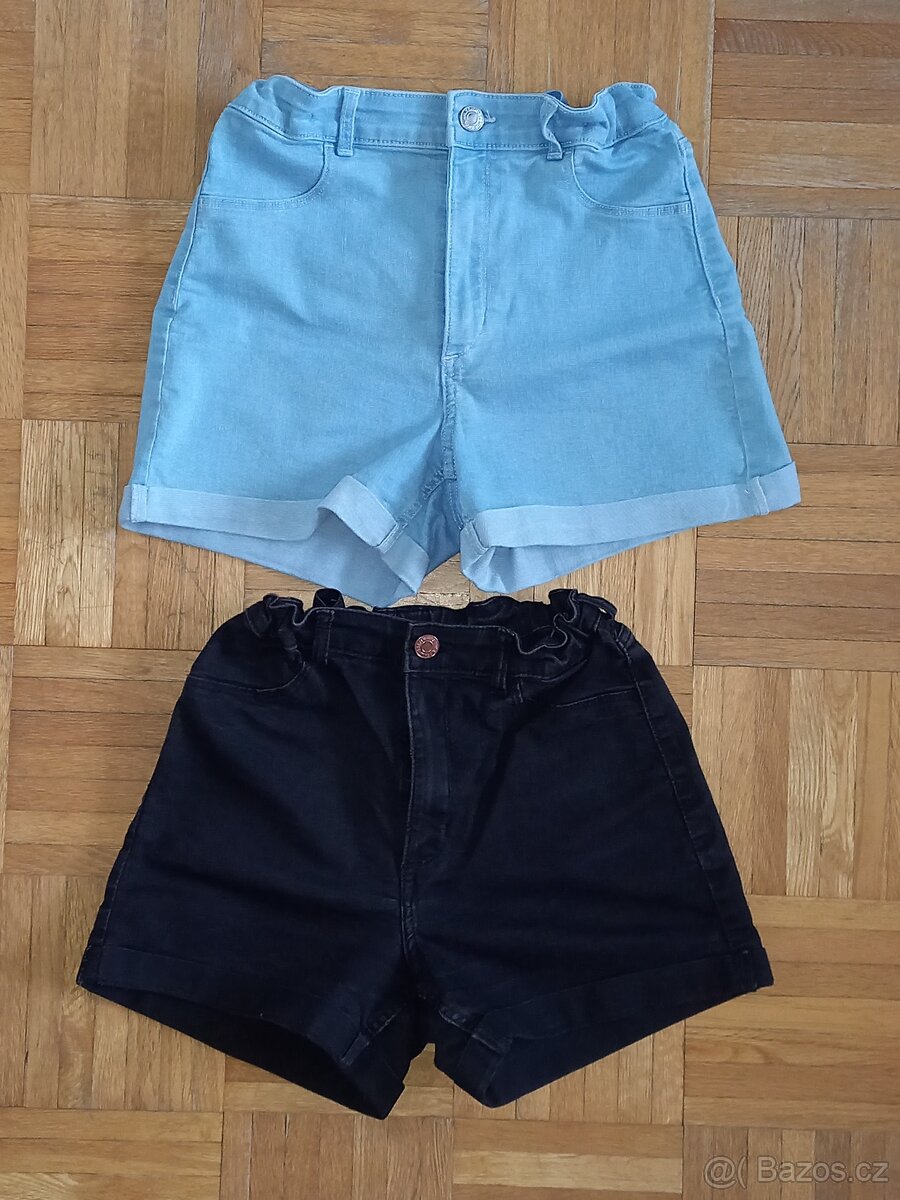 2x strečové džínové kraťasy/šortky H&M vel. 158