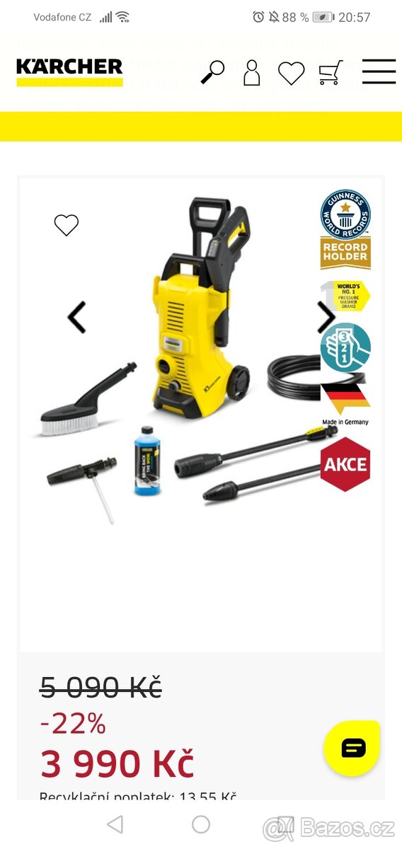 karcher tlaková myčka K3 (nová)