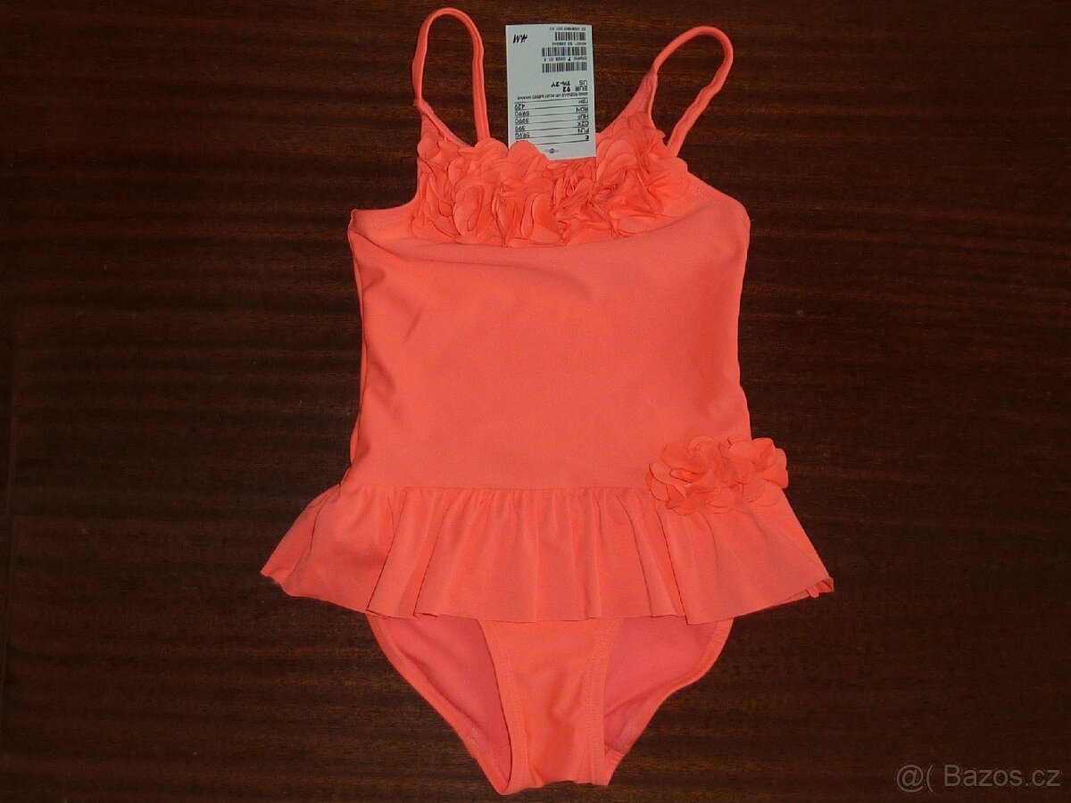 NOVÉ-H&M-Neonové plavky na holčičku 1,5-2 Roky