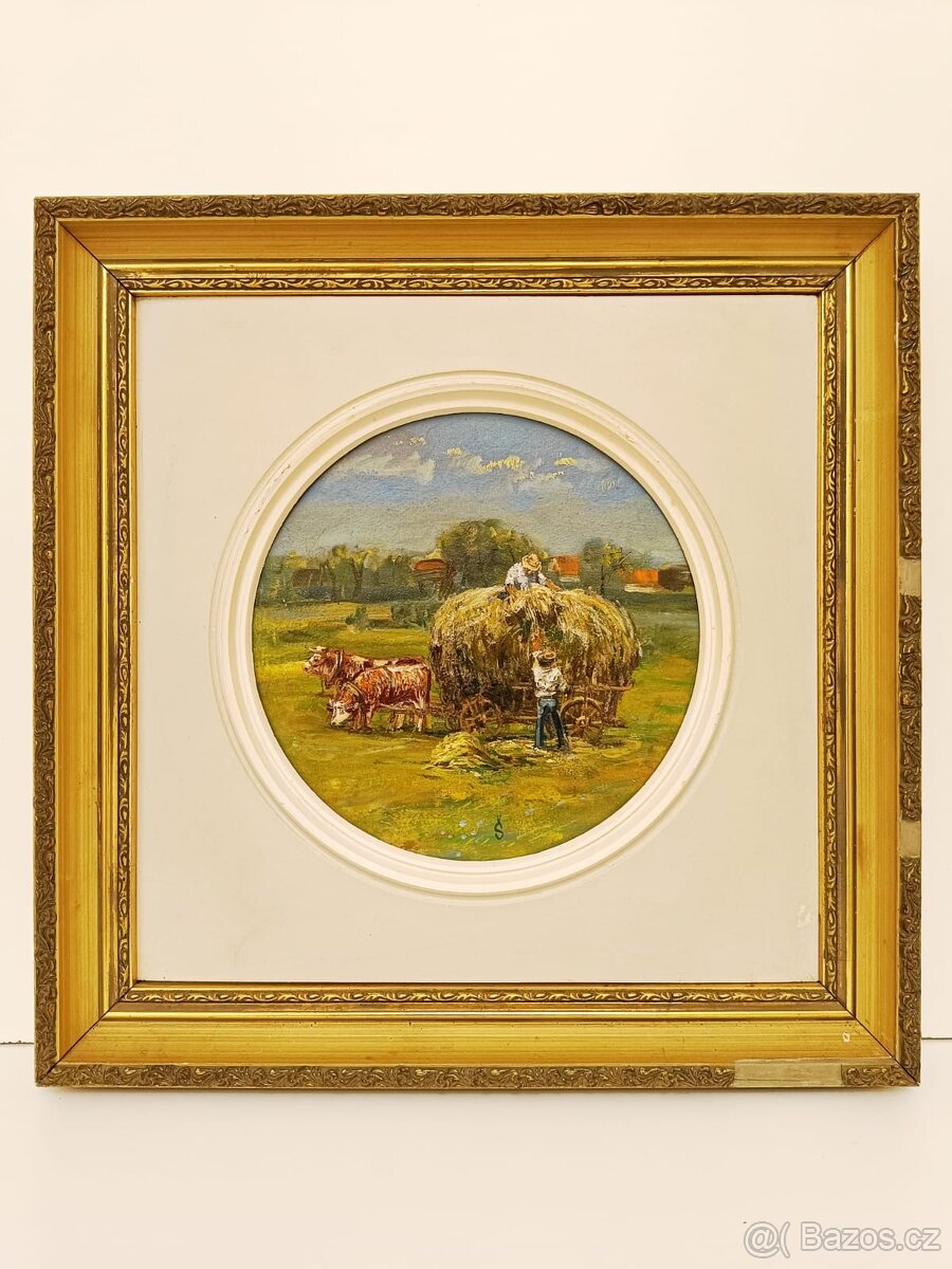 Obraz Zdeněk Šutera 1950, Kravky olej 39x39