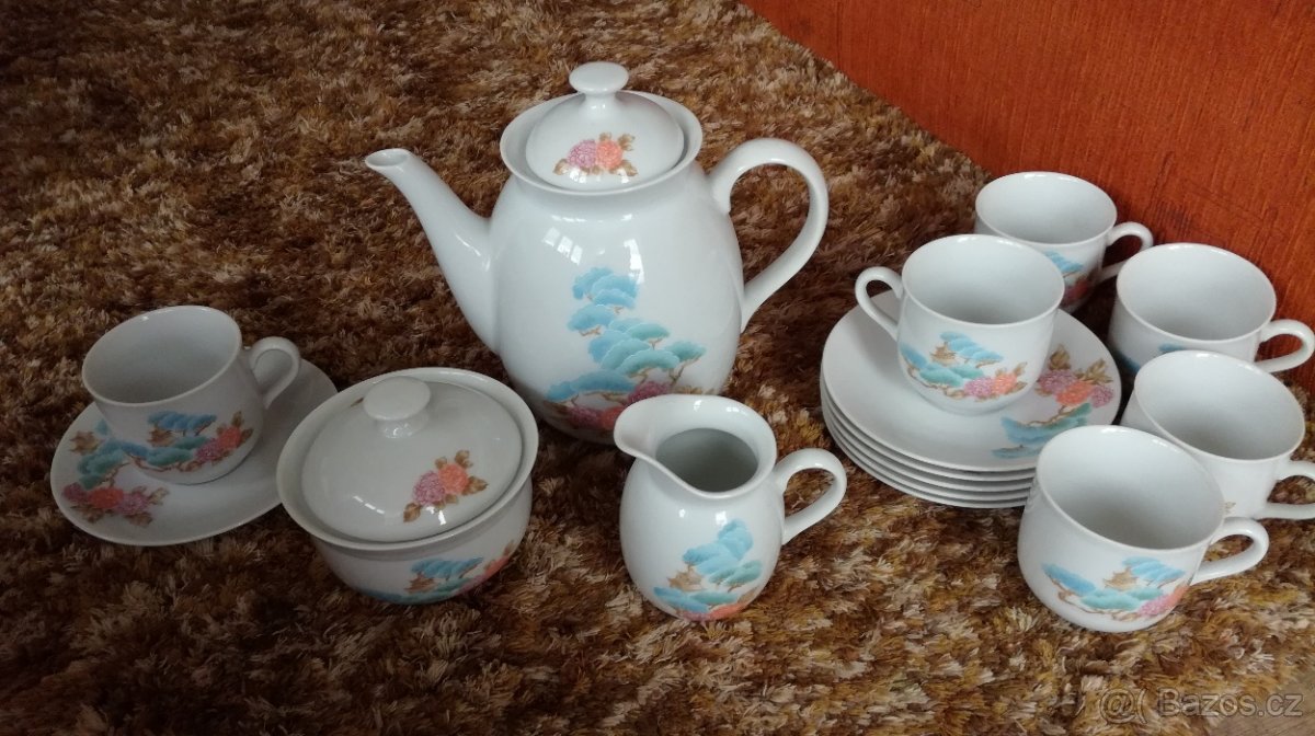 Čajová čínská sada, bohamian crystal pivní sklenice