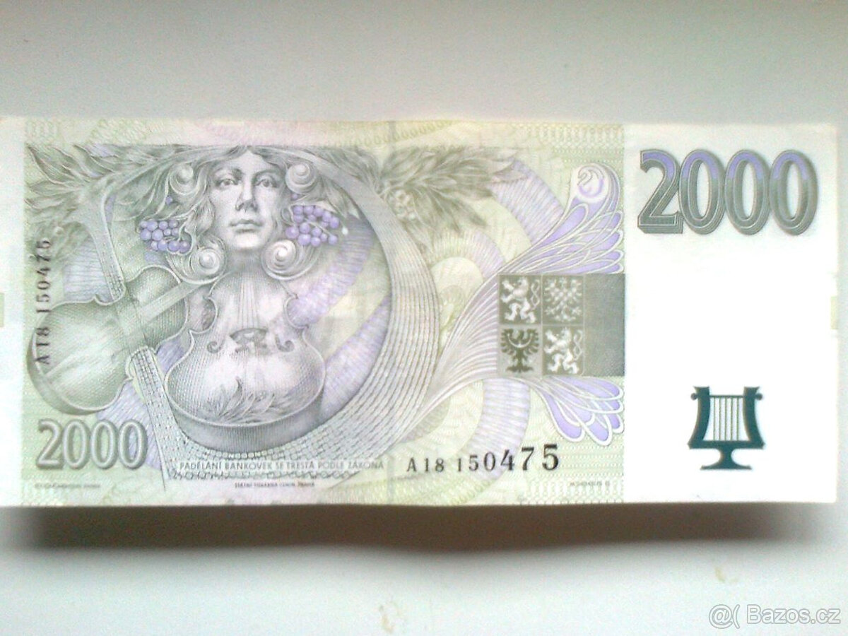 Bankovka 2000 kč, serie A 18, r.96, oboustranně zachovalá