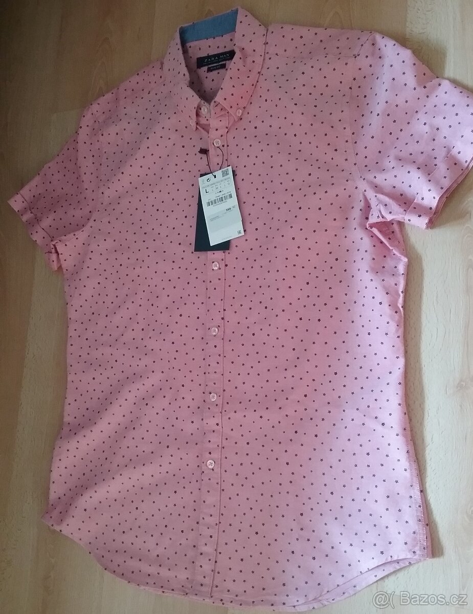 Panská košile ZARA, nová, vel. L , starorůžová