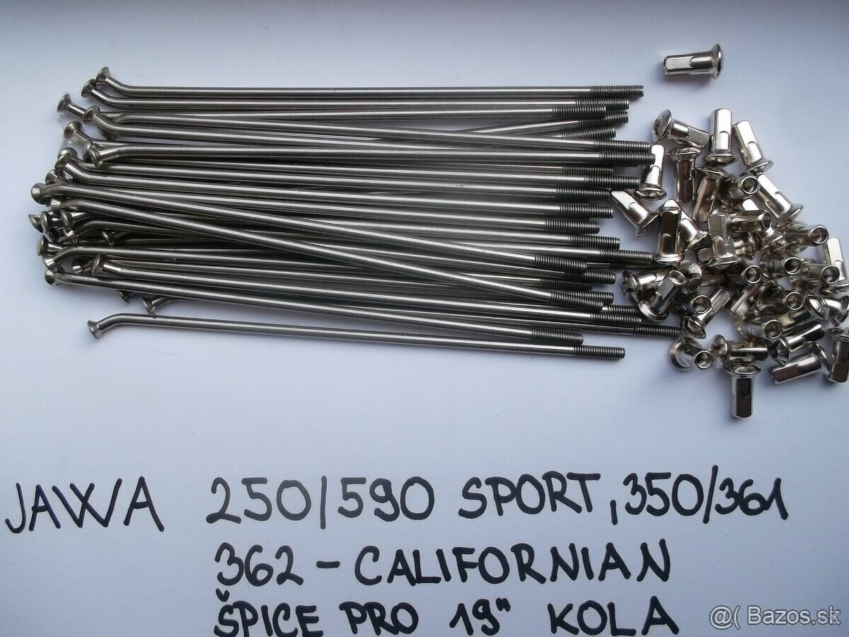 Výplety nové, nerez, české, Jawa Sport 250/590, 361 pro 19"