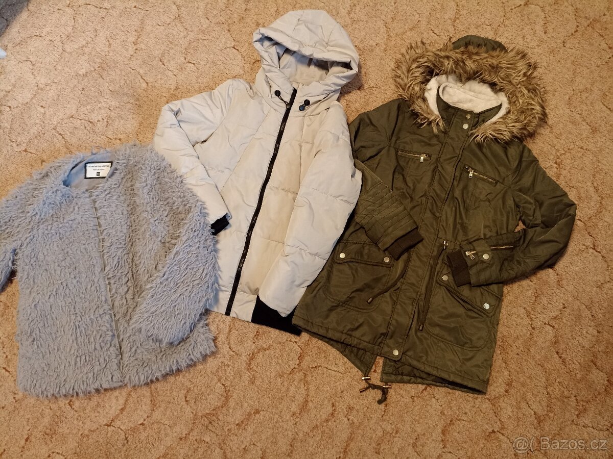 Zimní bunda, huňatý kabát, kabát, bunda
