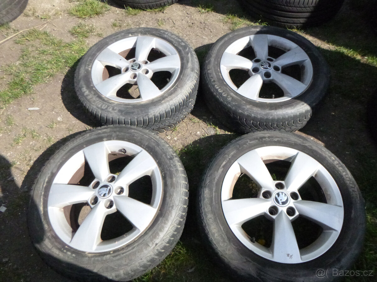 4x orig. alu škoda (5x100) pneu 185/60 r15