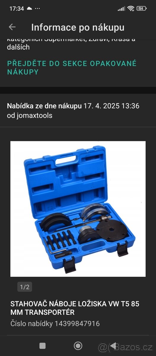Sada na stahování naboje ložiska VW Transportér t5
