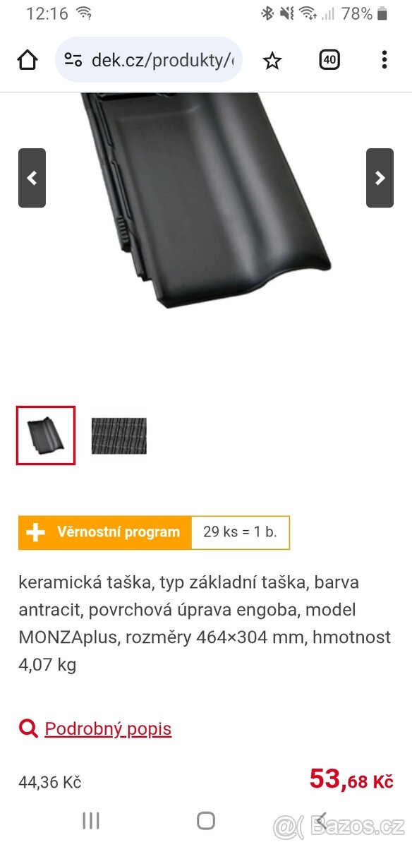 Stresni taska/krytina Roben Monza