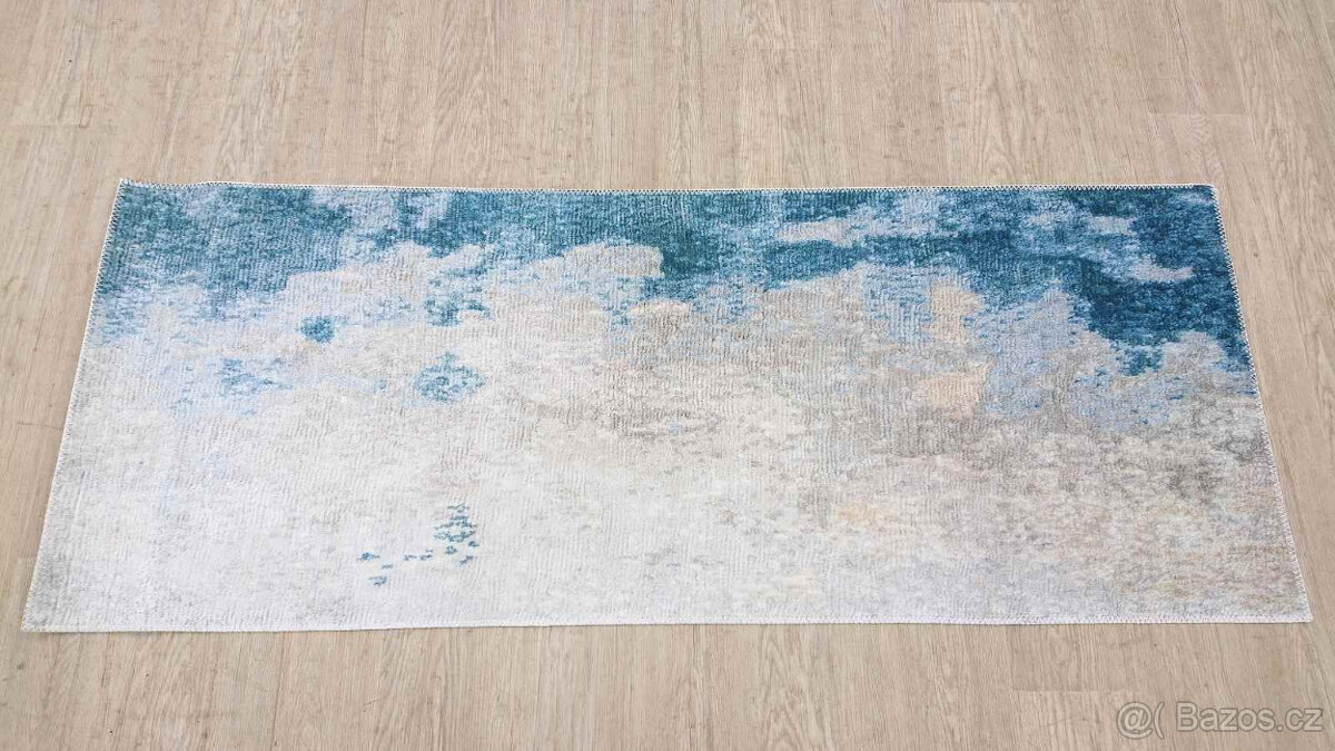 Modro-krémový pratelný běhoun 80x200 cm Blue Waves Vitaus