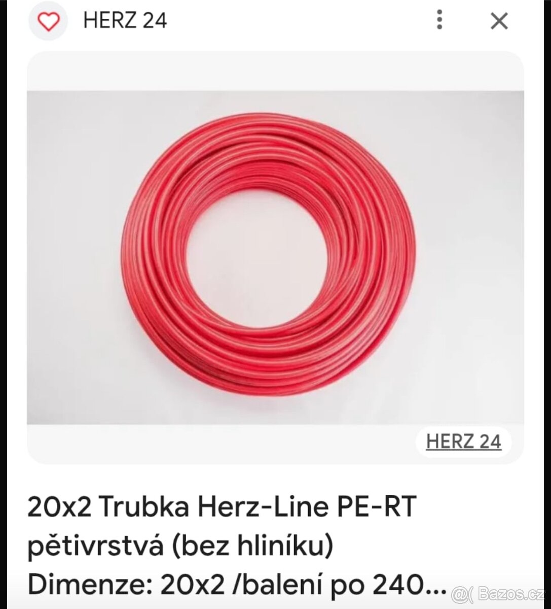 Trubka pro podlahové topení Herz 20x2