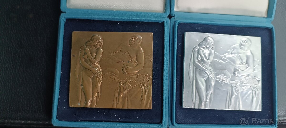 Unikátní párová sada plaket Ján Čejka - Chamtivec