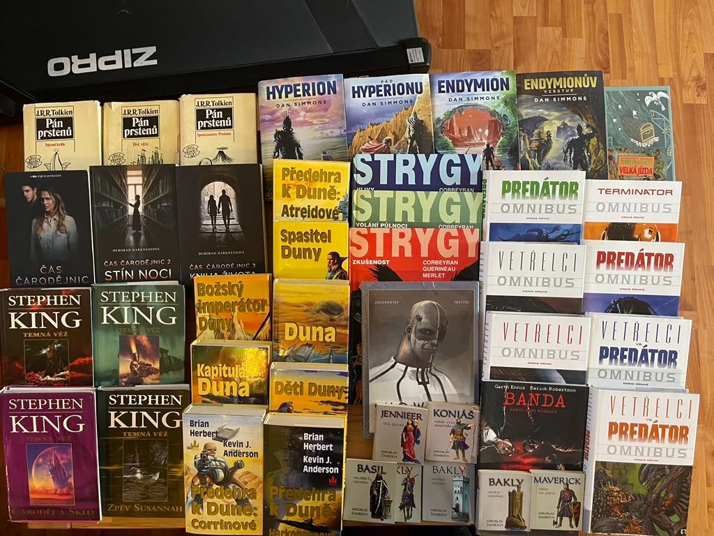Bakly,Endymion, Koniáš,Predátor omnibus,Warcraft,Duna atd