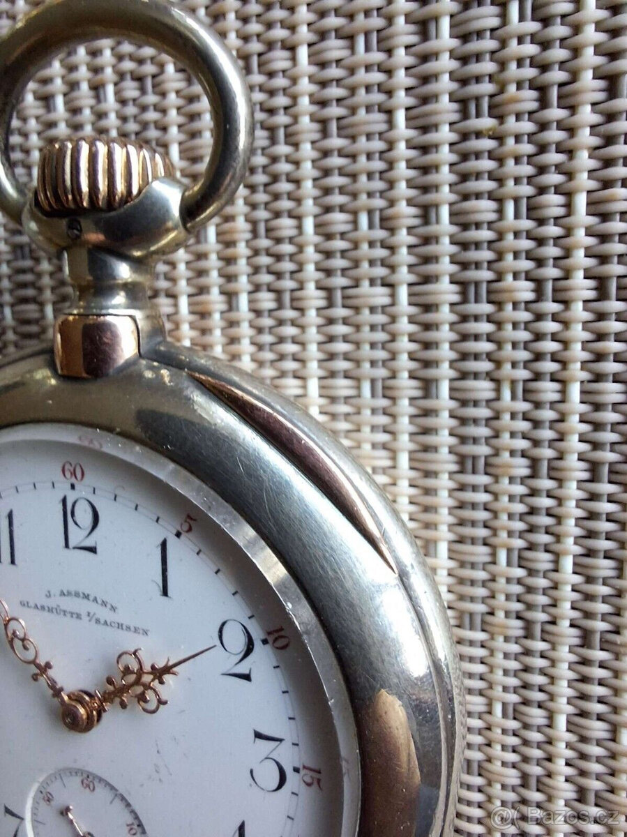 krásné kapesní hodinky ASSMANN GLASHÜTTE, originální, stříbr