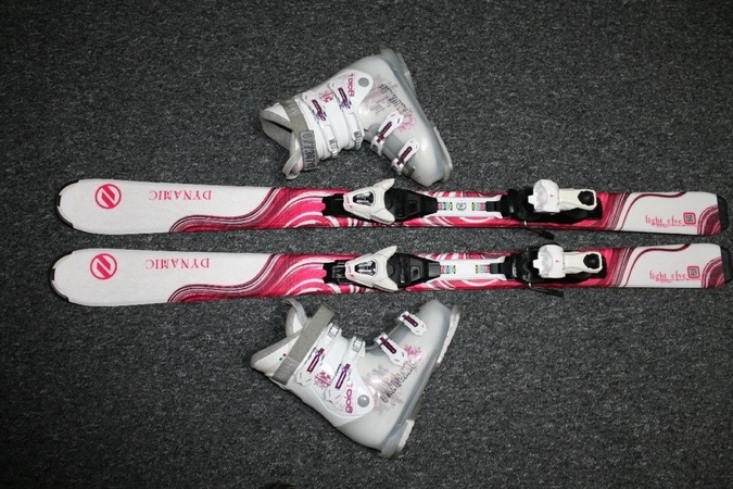 dívčí lyže Dynamic Elve 130 cm , lyžaky Rossignol