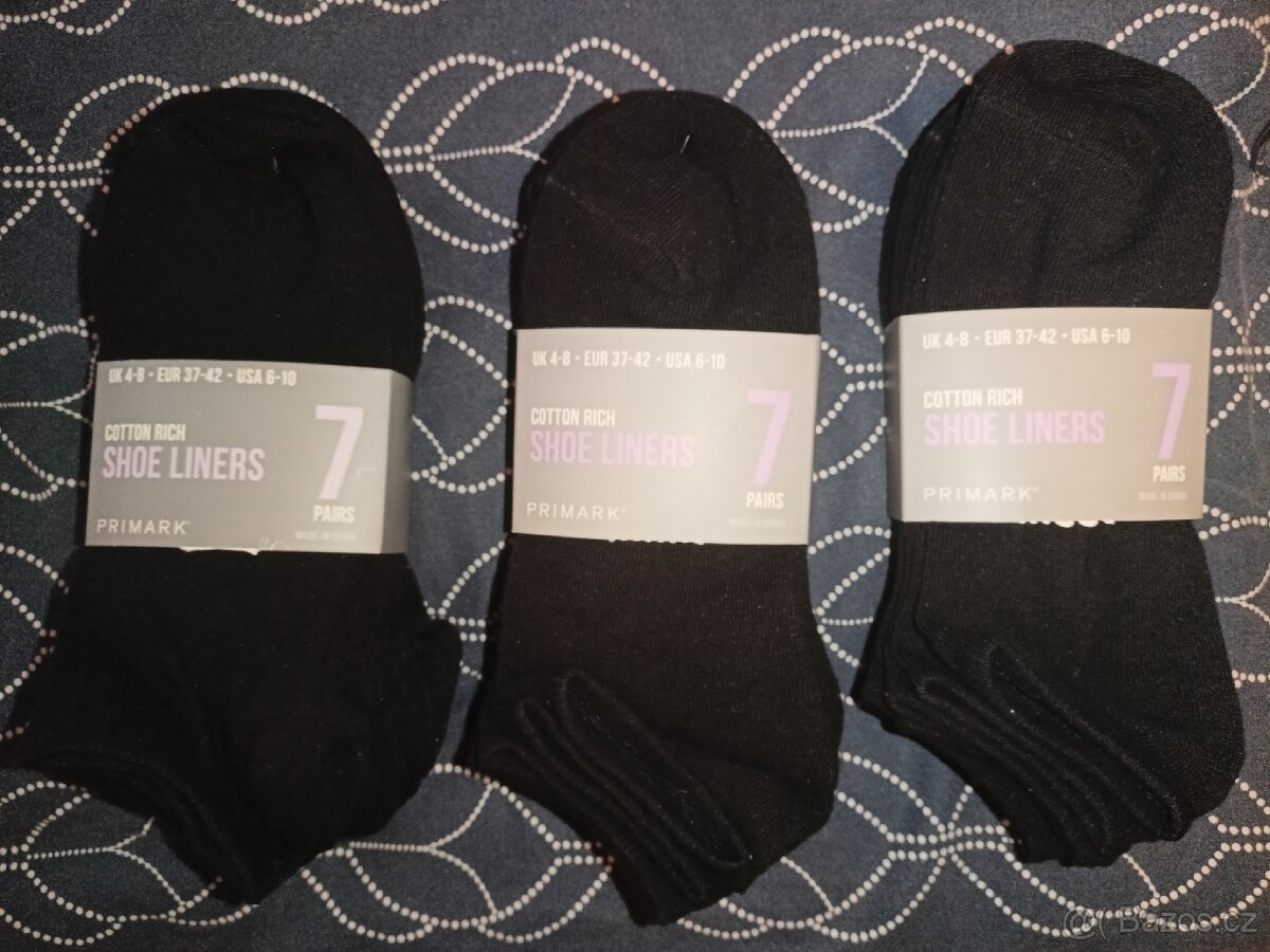 Nové kotníkové ponožky vel. 37-42 (baleni 7 párů)