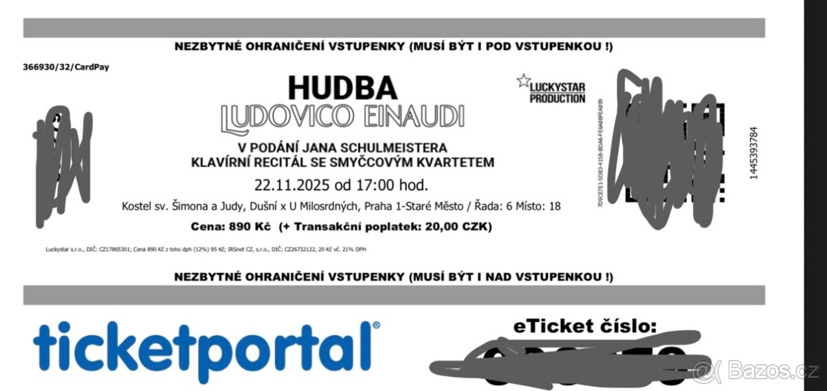 Hudba Ludovico Einaudi, KLAVÍRNÍ RECITÁL, Praha 22.11.2025