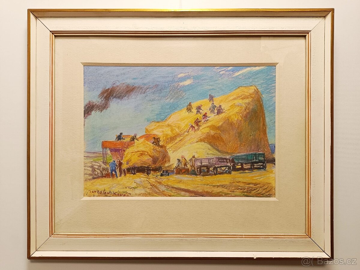 Obraz Jaroslav Kovář, Žně 66x80cm