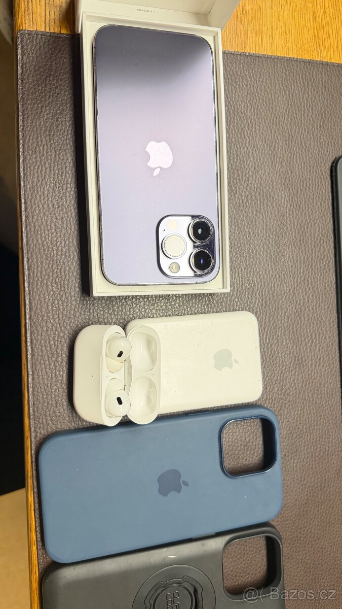 iPhone 14 Pro max 256, AirPods 2, baterie, pouzdra
