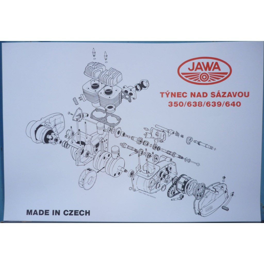 NOVÝ PLAKÁT - MOTOR JAWA 350/638,639,640 - ( 98 X 65CM )
