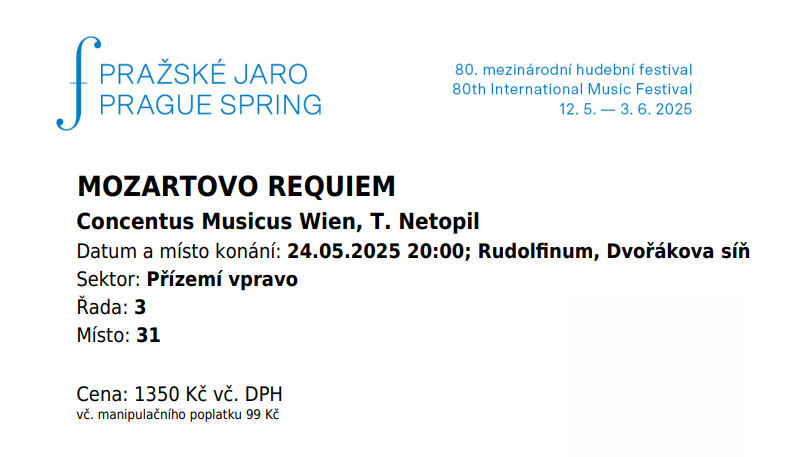 Pražské jaro - MOZARTOVO REQUIEM