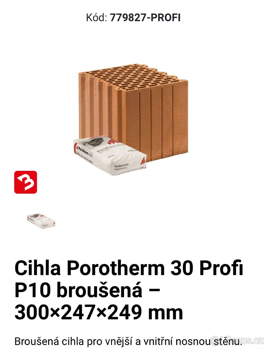 Porotherm profi 30 - 37kc/ kus