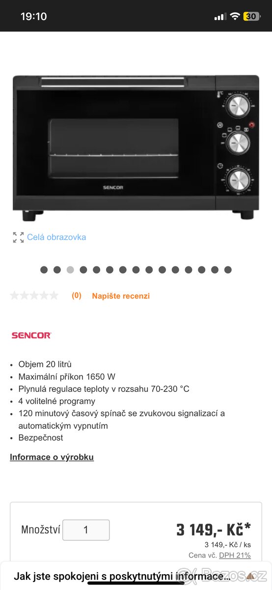 Malá trouba s horkovzduchem.