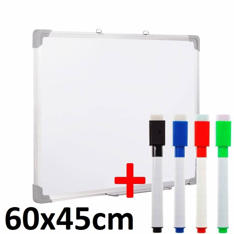 Whiteboard- bílá magnetická tabule 60x45cm + popisovače