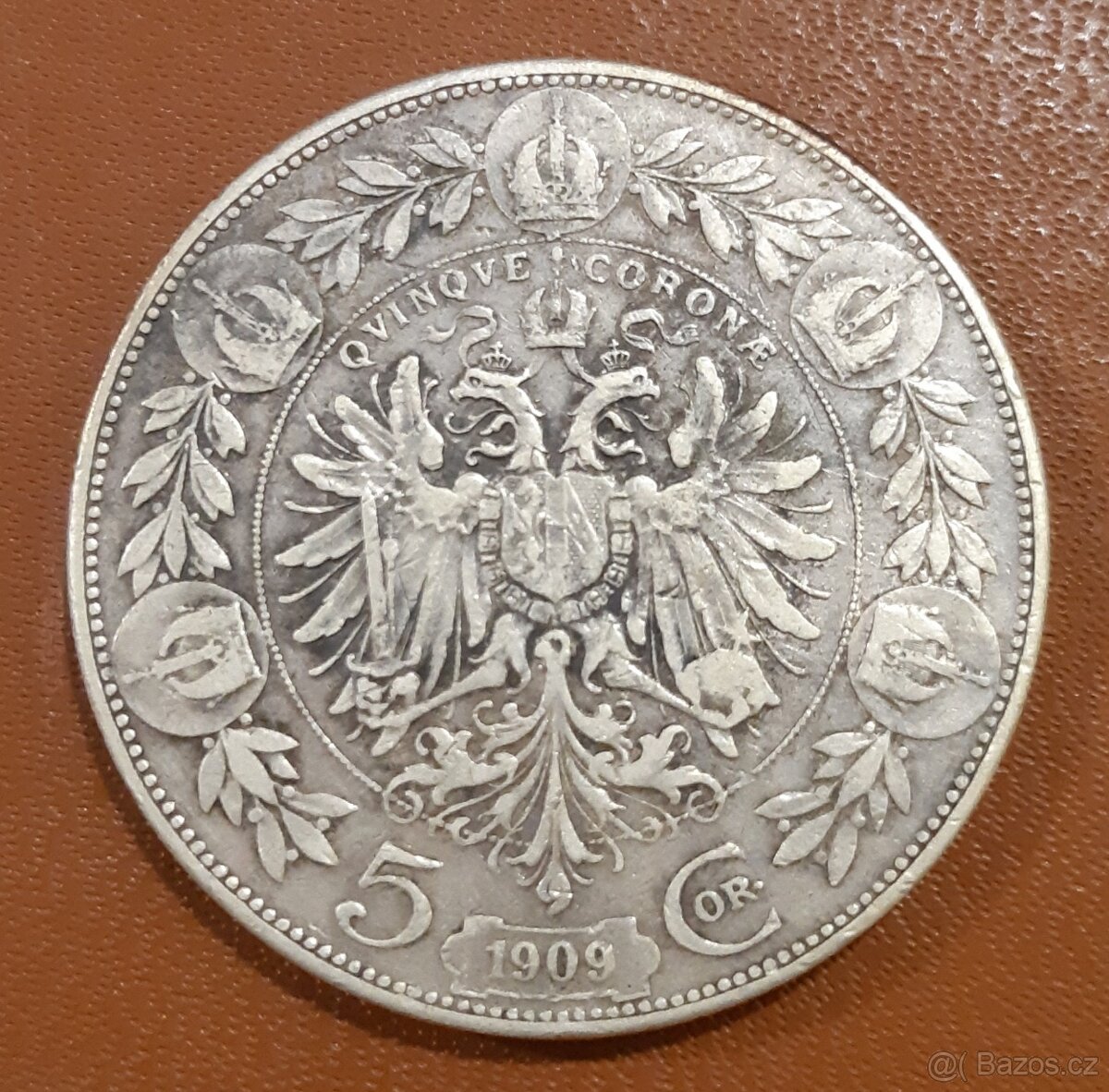 STŘÍBRNÁ PĚTIKORUNA RU . ROK 1909