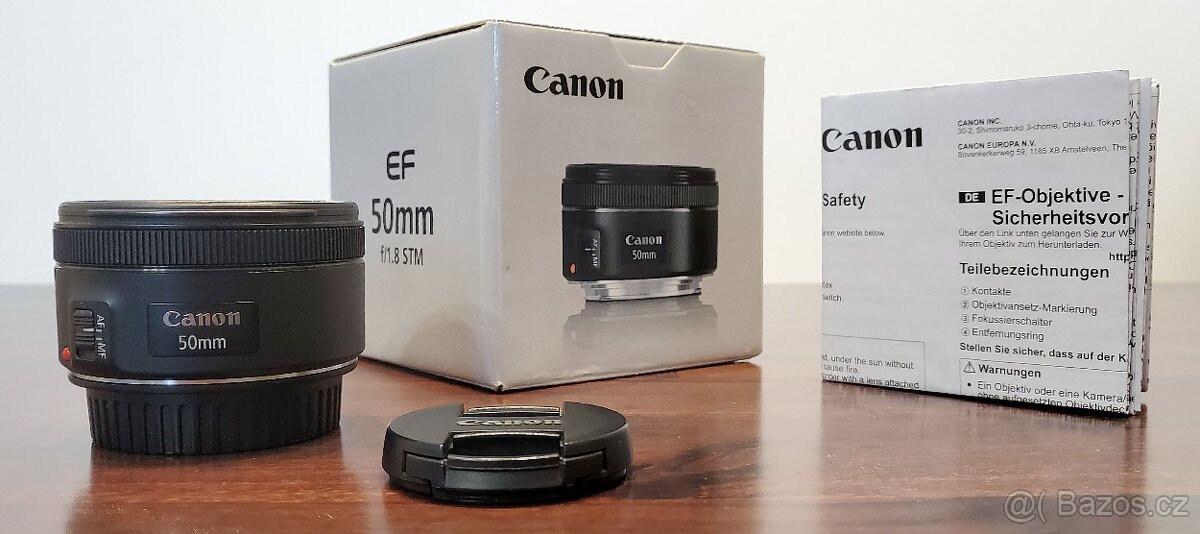 Objektiv Canon EF 50 mm f /1.8 STM - kompletní balení