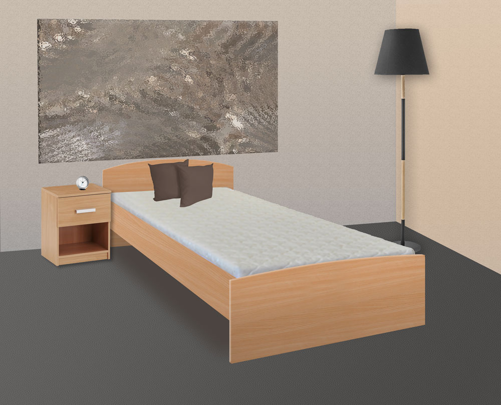 Postel 90x200 včetně matrace a roštu. Buk