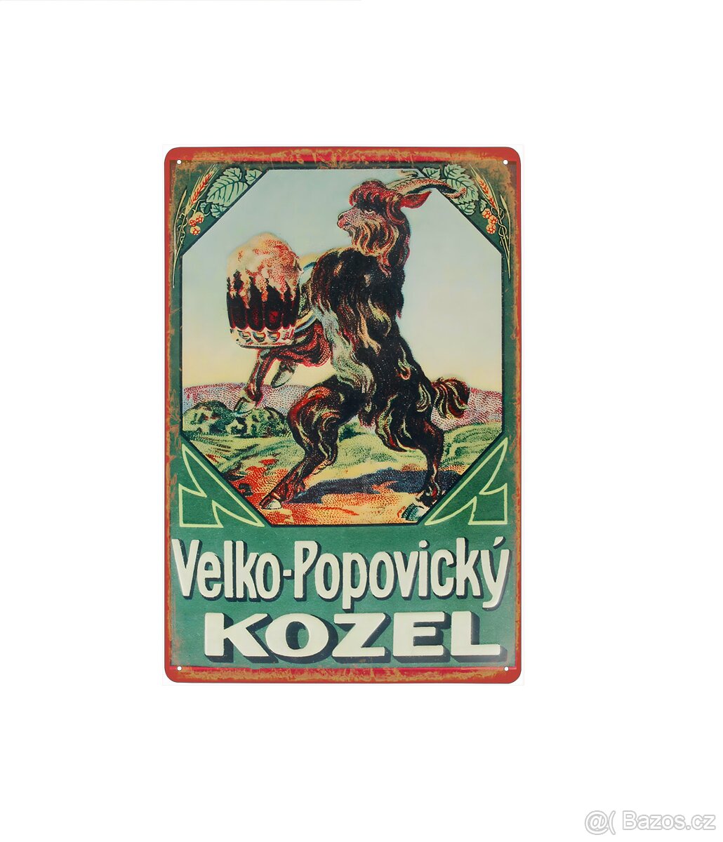 cedule plechová - Velkopopovický Kozel (dobová reklama)