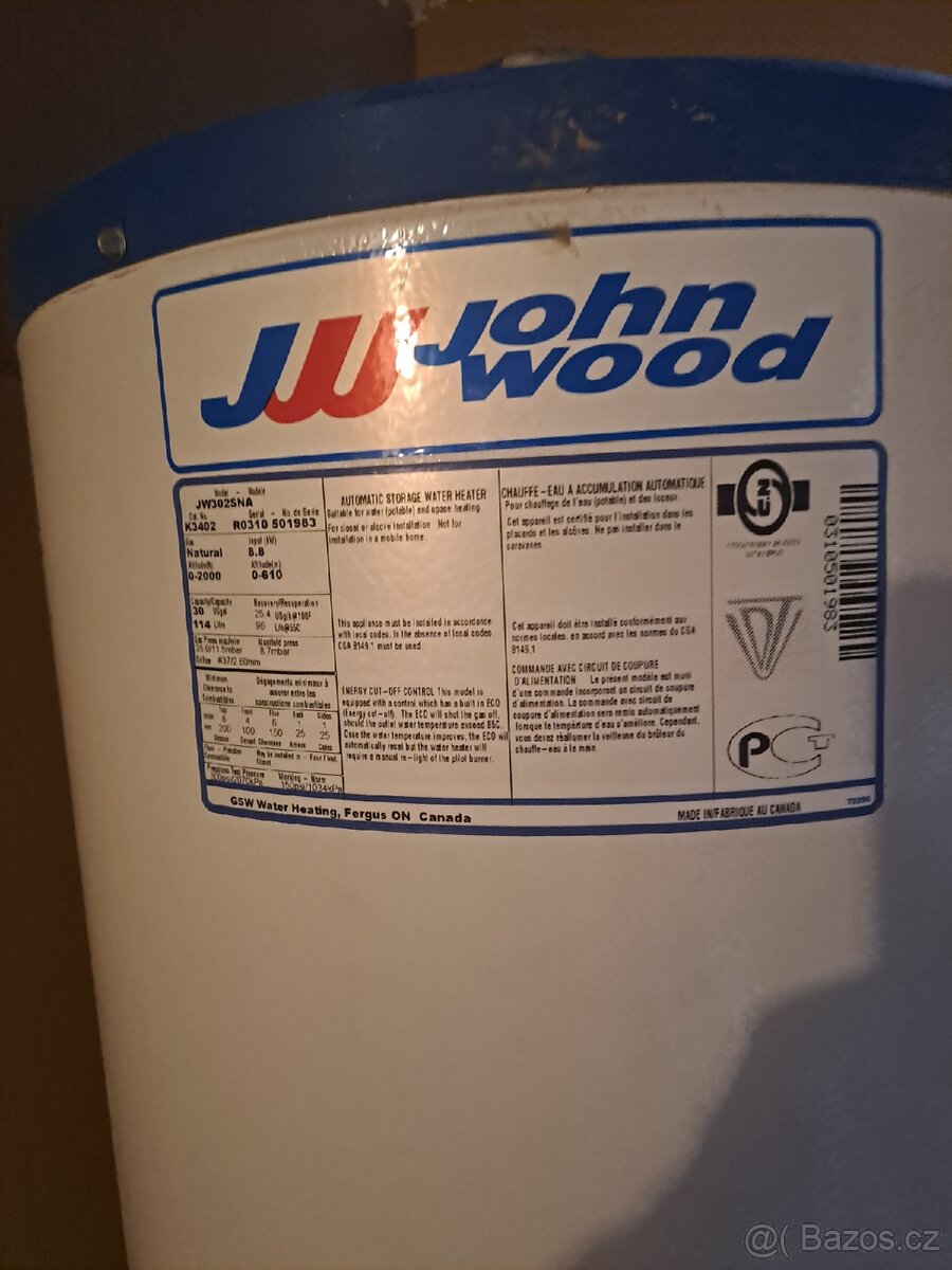 Plynový bojler John Wood 114 l