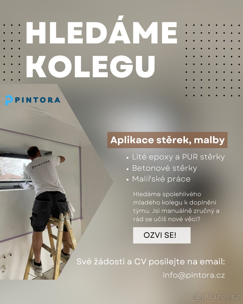 Aplikace litých podlah, stěrek, mikrocementu, malování