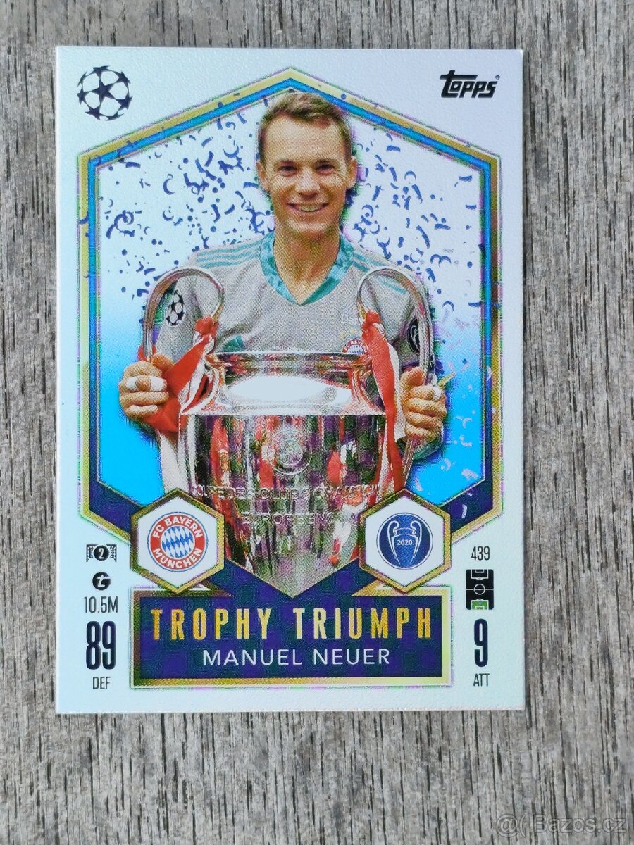 Football card of Manuel Neuer Trophy triumph edition topps
