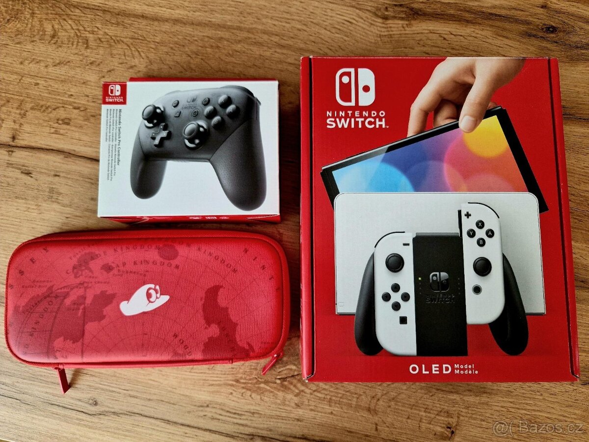 Nintendo Switch OLED v bílé barvě + 265 GB karta + Ovladač