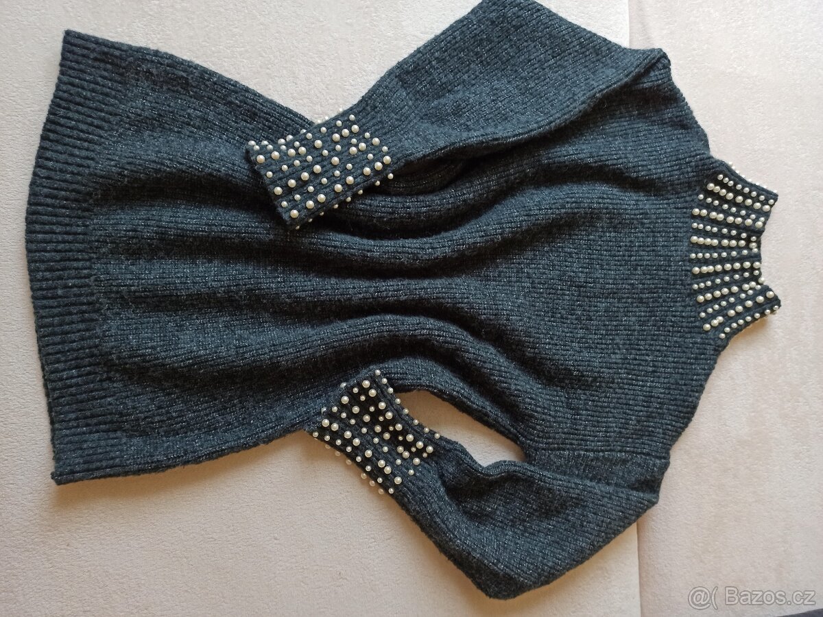 Dlouhý svetr/šaty s perličkami