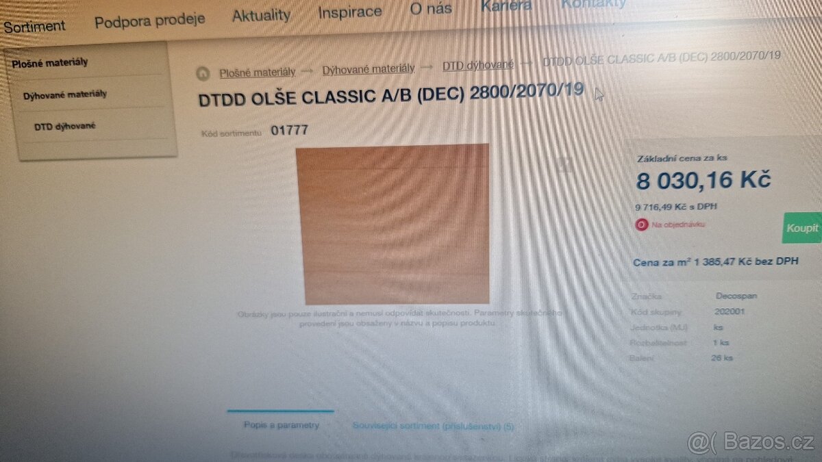 Dýha olše celá tabule