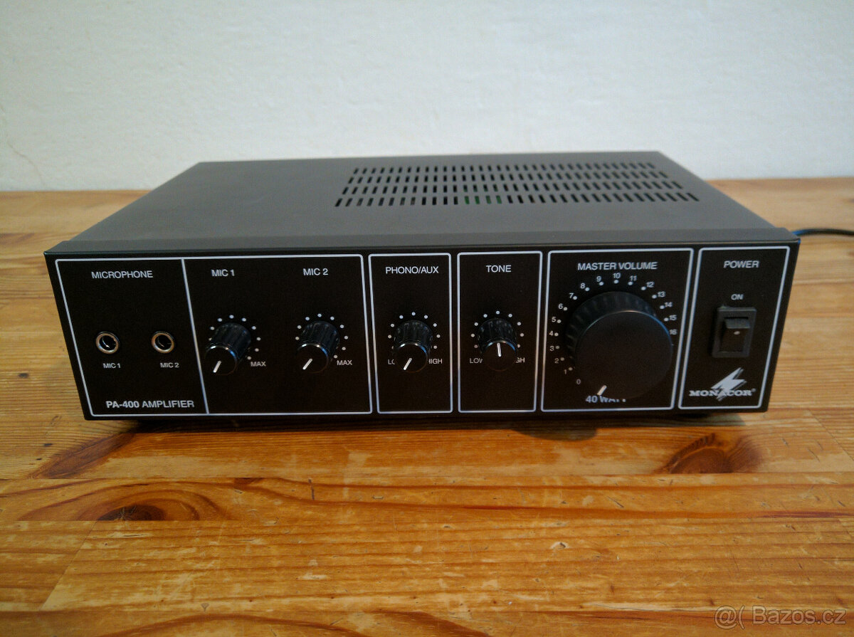 Karaoke zesilovač Monacor PA-400, 1 x 40W/4-16Ω
