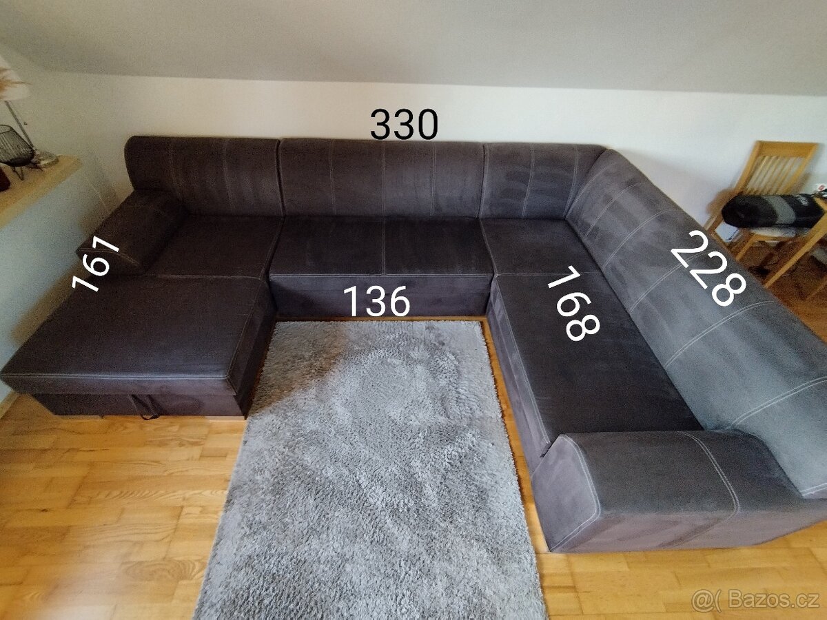 Šedá sedací souprava do U