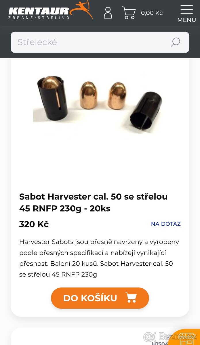 Prodám saboty do perkusní zbraně cal.50
