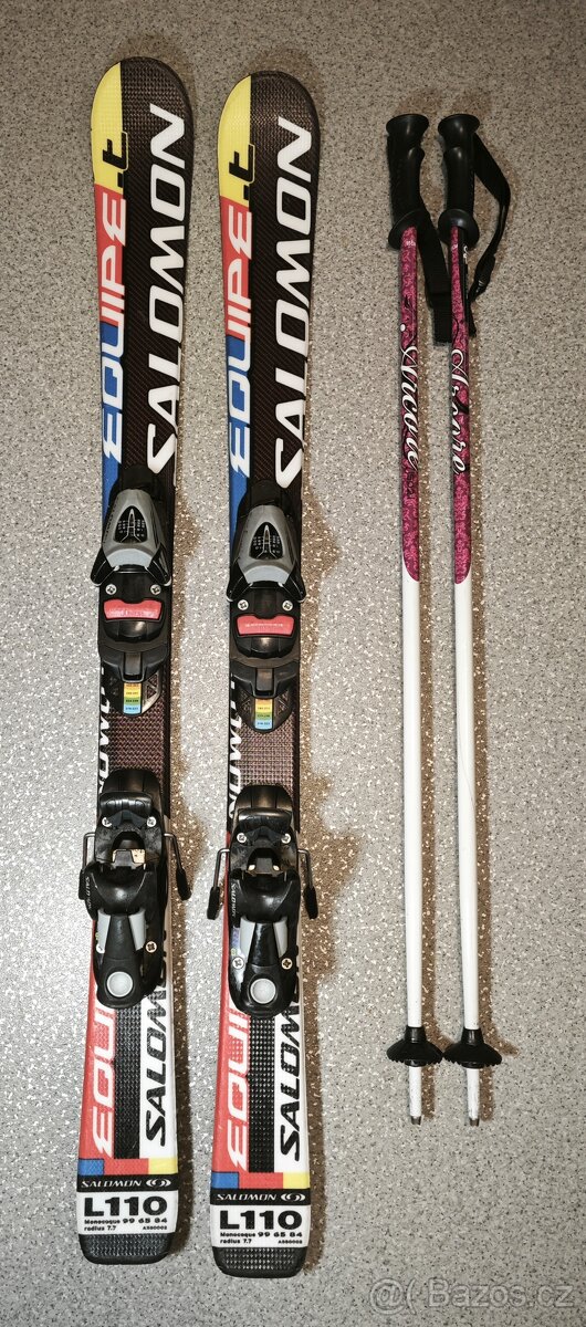 Dětské lyže SALOMON 110cm + hůlky 95cm